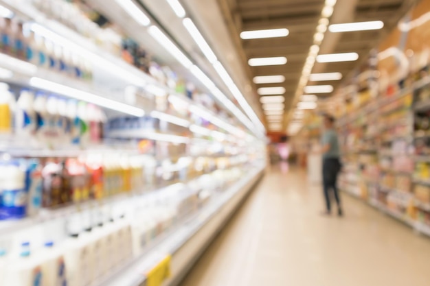Streszczenie Rozmycie Supermarketu Dyskont Sklep Nawy I Półki Produktów Wnętrze Nieostre Tło