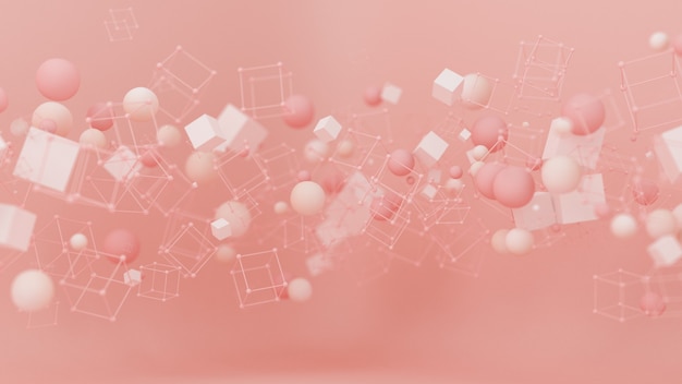 Streszczenie różowe fioletowe tło studio minimalizm ilustracja 3d cząstek