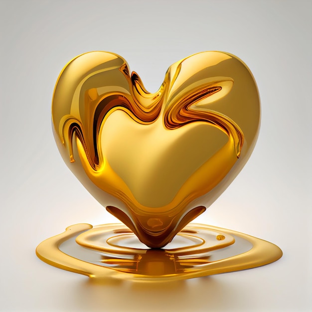 Streszczenie serce kształt tło złoty płyn serce ikona symbol miłość valentine tapeta