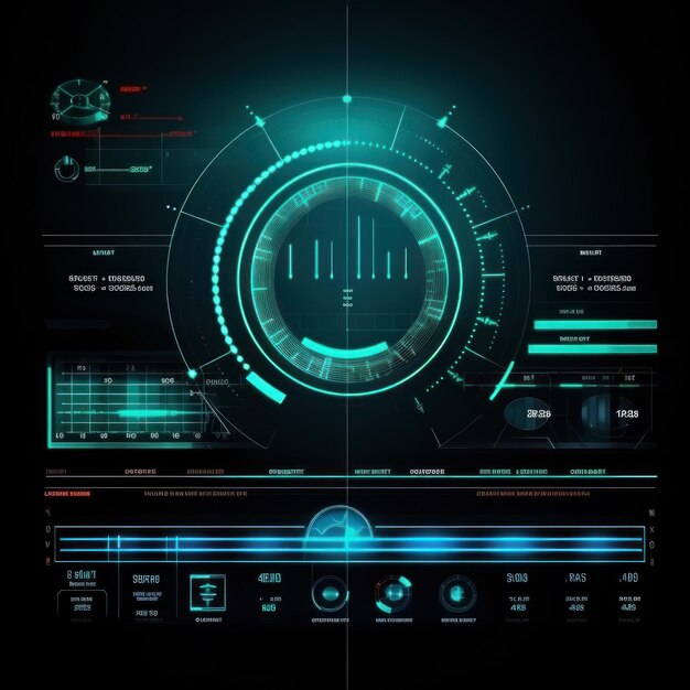 Streszczenie świecącej futurystycznej koncepcji wirtualnego interfejsu cybernetycznego Tło futurystycznej innowacji neonu w tle generatywnej AI