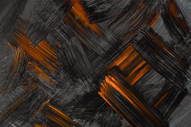 Streszczenie sztuka tło ciemne kolory pomarańczowy i czarny. Akwarela na płótnie z szarymi pociągnięciami i pluskiem. Akrylowa grafika na papierze z wzorem pociągnięcia pędzla. Tekstura tło.