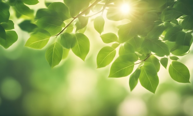 Streszczenie tło bokeh zielonych liści