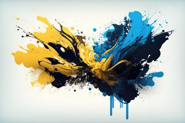 Streszczenie tło powitalny farby w kolorze żółtym i niebieskim
