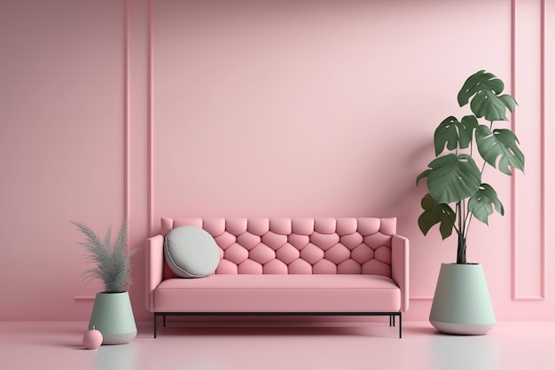 Streszczenie tło różowy pokój z sofą
