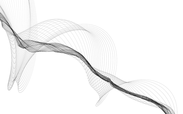 Streszczenie Tło Z Monochromatycznymi Liniami Fali Na Białym Tle. Nowoczesna Technologia W Tle.