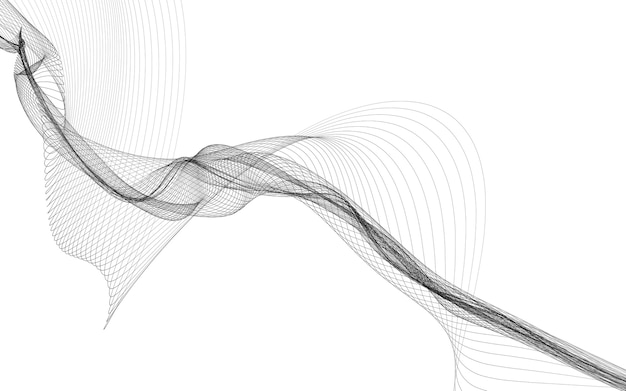 Streszczenie Tło Z Monochromatycznymi Liniami Fali Na Białym Tle. Nowoczesna Technologia W Tle.