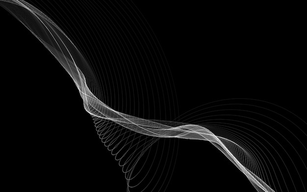 Streszczenie tło z monochromatycznymi liniami fali na białym tle. Nowoczesna technologia w tle.