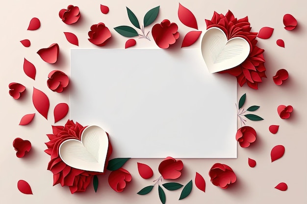 Streszczenie Walentynki Kartkę z życzeniami Makieta Kreatywny transparent miłosny Cyfrowa ilustracja AI