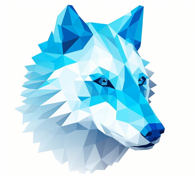 Streszczenie wielokątne niebieski wilk głowa portret logo wydrukować cyfrowy wygenerowany szablon