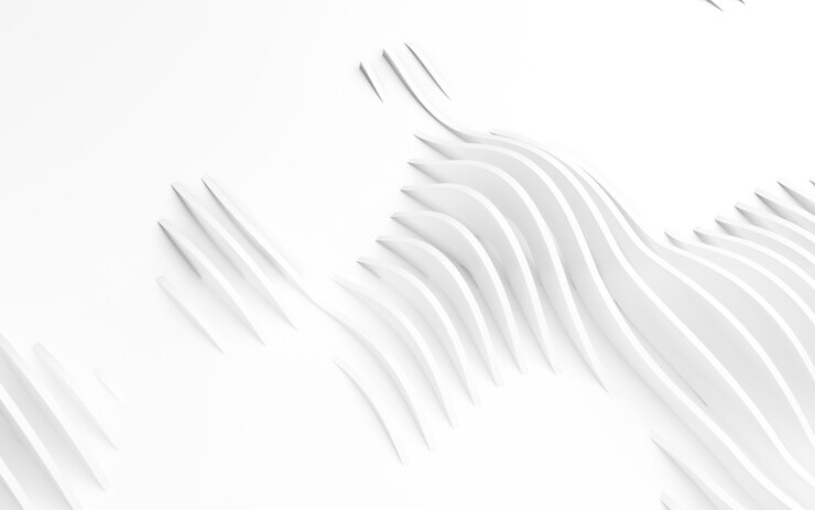 Streszczenie zakrzywione kształty. Białe okrągłe tło. Abstrakcyjne tło. Ilustracja 3D