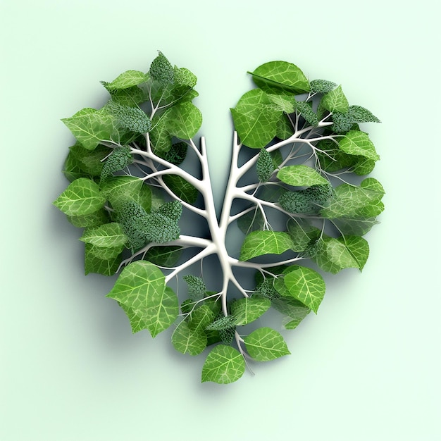 Streszczenie zielone liście w kształcie płuc
