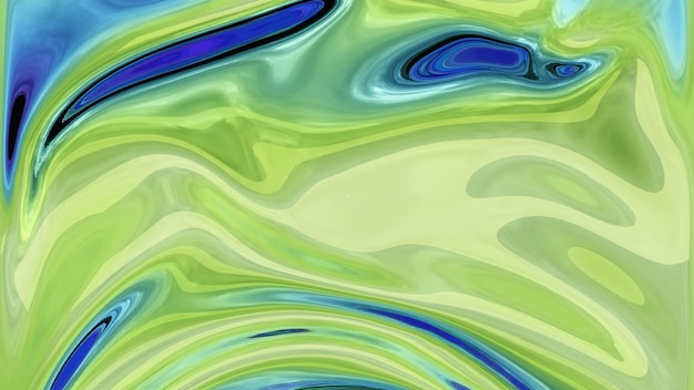 Streszczenie zielononiebieskie tło szklana fala Połyskująca tekstura 3d render Krystaliczny płynny błyszczący szklany płynny jedwab Plastikowy element projektu do tapety w tle banera