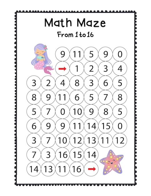 Strona aktywności labiryntu matematycznego dla dzieci
