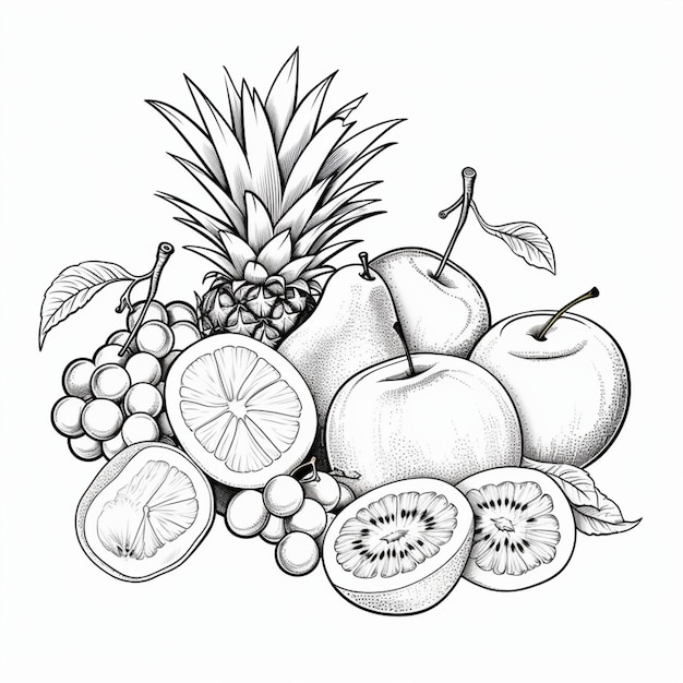 Zdjęcie strona do malowania owoców
