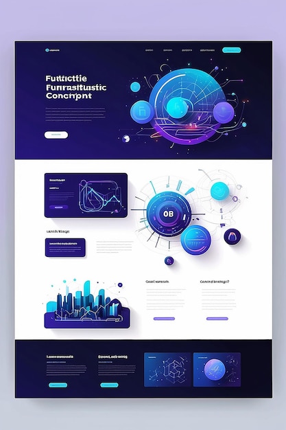 Strona docelowa dla projektowania stron internetowych futurystyczna koncepcja sieci cyfrowej strona internetowa szablon strony docelowej zdjęcie ai koncepcja