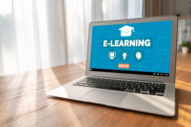 Strona e-learning z modnym oprogramowaniem dla studentów do studiowania w Internecie
