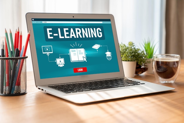 Strona e-learning z modnym oprogramowaniem dla studentów do studiowania w Internecie