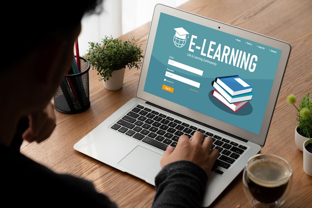 Strona e-learning z modnym oprogramowaniem dla studentów do studiowania w Internecie