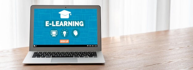 Strona e-learning z modnym oprogramowaniem dla studentów do studiowania w Internecie