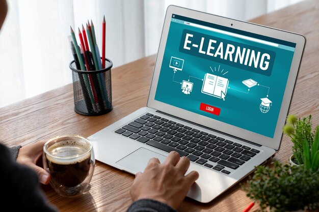 Strona e-learning z modnym oprogramowaniem dla studentów do studiowania w Internecie