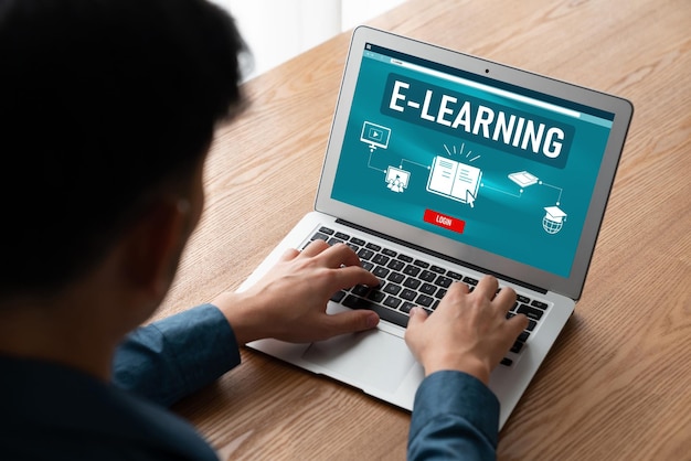 Strona e-learning z modnym oprogramowaniem dla studentów do studiowania w Internecie
