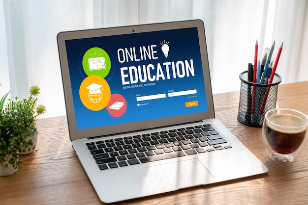 Strona e-learning z modnym oprogramowaniem dla studentów do studiowania w Internecie
