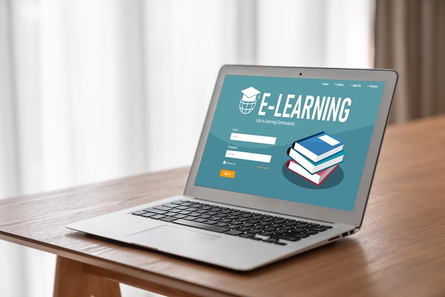 Strona e-learning z modnym oprogramowaniem dla studentów do studiowania w Internecie