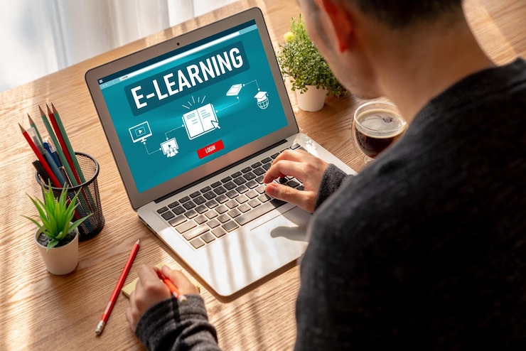 Zdjęcie strona e-learningowa z modnym oprogramowaniem dla studentów do nauki w internecie