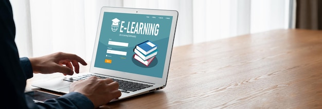 Strona e-learningowa z modnym oprogramowaniem dla studentów do nauki w Internecie