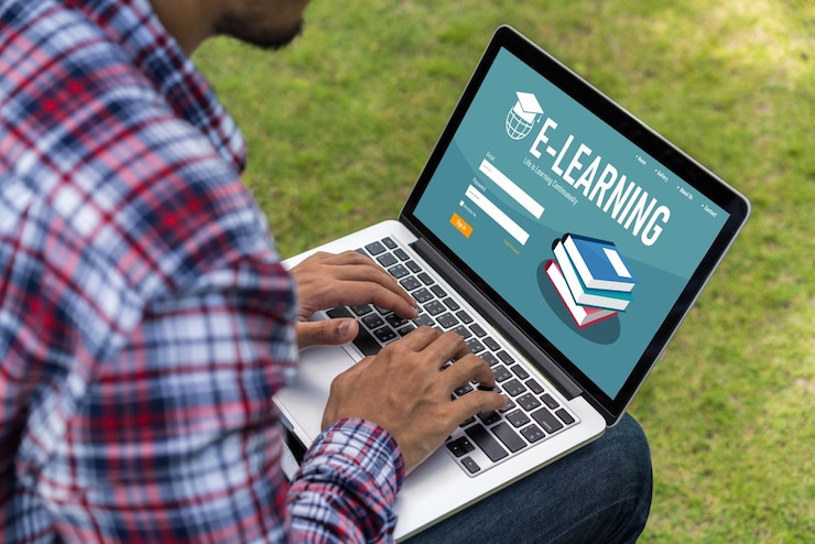 Zdjęcie strona e-learningowa z modnym oprogramowaniem dla studentów do nauki w internecie