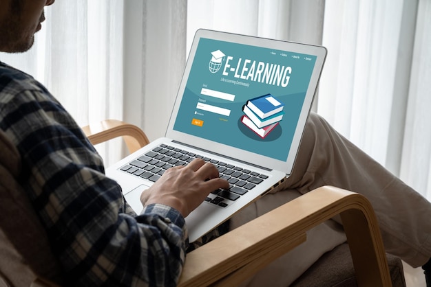 Strona e-learningowa z modnym oprogramowaniem dla studentów do nauki w Internecie