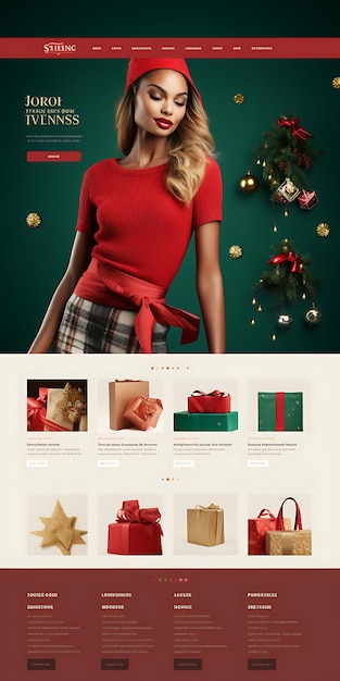 Strona internetowa butiku z odzieżą o tematyce bożonarodzeniowej Showcasi Koncepcja układu strony internetowej Szalone pomysły