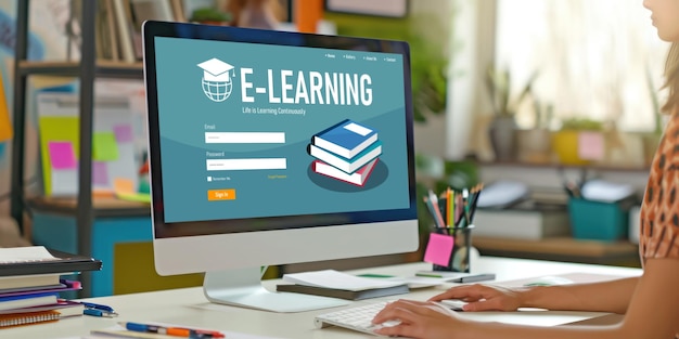 Strona internetowa e-learning z szybkim oprogramowaniem dla studentów do studiowania w Internecie
