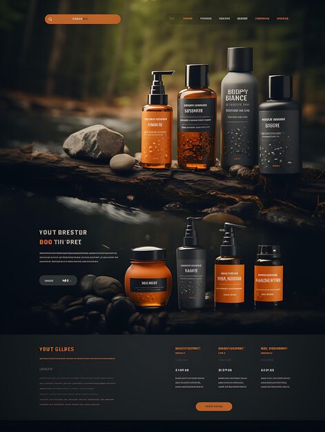 Zdjęcie strona internetowa men beard grooming and styling products warm and earthy col layout design concept idea