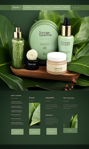 Strona internetowa Vegan Beauty Products for Men and Women Green Color Theme Wi Layout Design Concept Idea