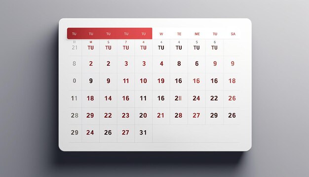 Strona internetowa związana z kalendarzem, na której użytkownicy mogą przeglądać daty z minimalistycznym projektem