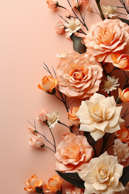 Strona tytułowa w pełnym rozmiarze miękkie kolorowe róże tylko na krawędziach brzoskwiniowe tło bez tekstu spokojny styl natury