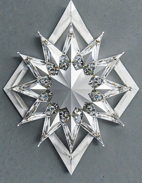 Zdjęcie struktura diamentu kształt gwiazdy i kaleidoskop tła górny widok okrągłego kamienia szlachetnego