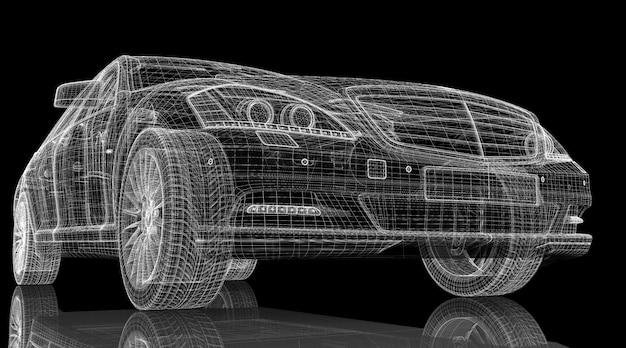 Zdjęcie struktura karoserii modelu 3d samochodu