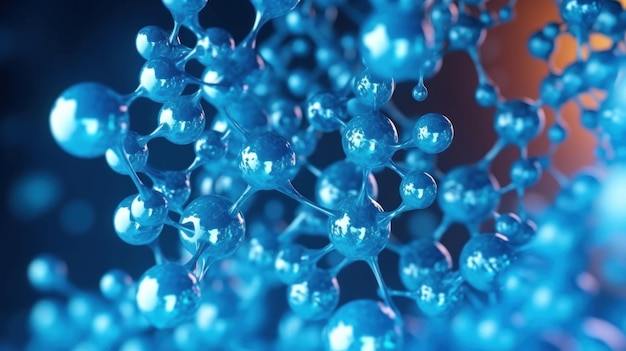 Struktura molekularna substancji chemicznych hydratowanych i niebieska cząsteczka kulista