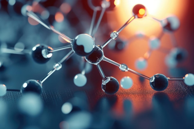 Struktura molekularna z połączeniami między atomami Generative AI