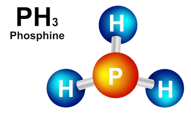 Strukturalny wzór chemiczny i model cząsteczki fosfiny