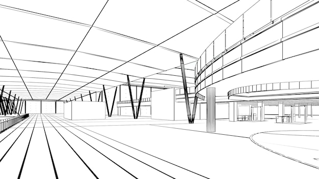 Strukturę budynku, linie struktury budynku, renderowanie 3d