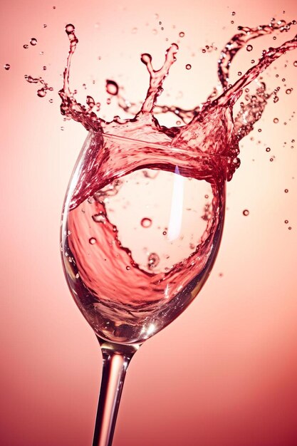 Zdjęcie strumień wina wlewa się do szklanki zbliżenia wina rozpryskiwania rozpryskiwania