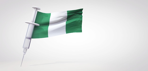Strzykawka do szczepień z flagą Nigerii Renderowanie 3D