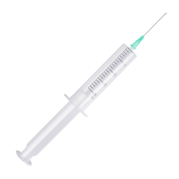 Zdjęcie strzykawka lekarska na białym tle 20 ml