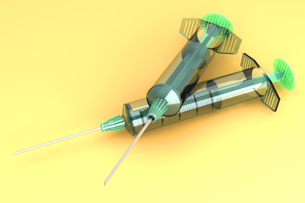 Zdjęcie strzykawki medyczne. 3d renderowane ilustracja.
