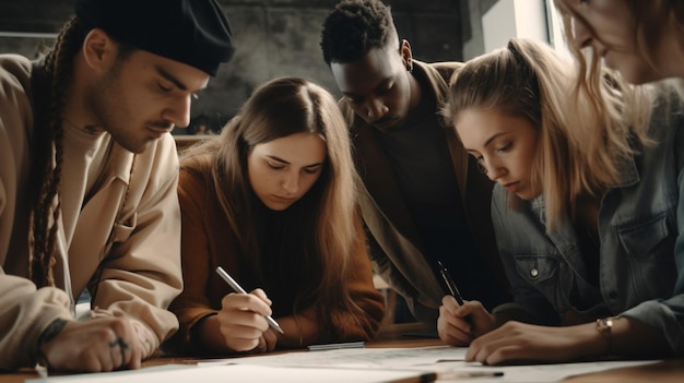 Zdjęcie studenci piszą na papierze