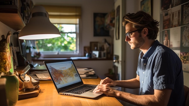 Student zaangażowany w zajęcia z tworzenia stron internetowych online