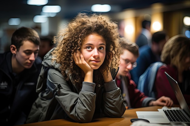 Student zarumienił się, przyłapany na kopiowaniu w teście zawstydzonego spojrzenia. Skoncentrowana generatywna IA